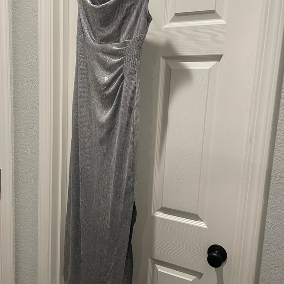 Connected Apparel Silver Metallic Evening Dress - Picture 6 of 7